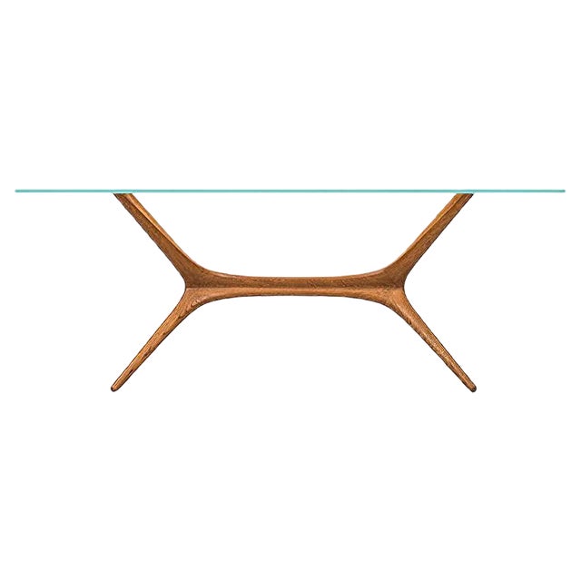 9020 Oak & Glass Coffee Table by Tapio Wirkkala for Asko, 1950s For Sale