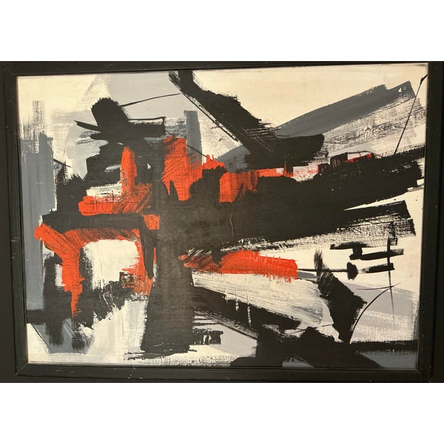 1970s Vintage Framed Abstract Expressionist Acrylic on Canvas Painting Attributed to Nigel Greaves Style For Sale - Image 5 of 11