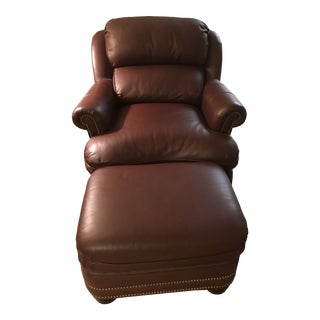 Vintage Hancock and Moore Austin Chair and Ottoman For Sale