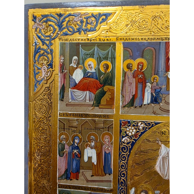 Antique Icon " the Resurrection " For Sale In Miami - Image 6 of 17