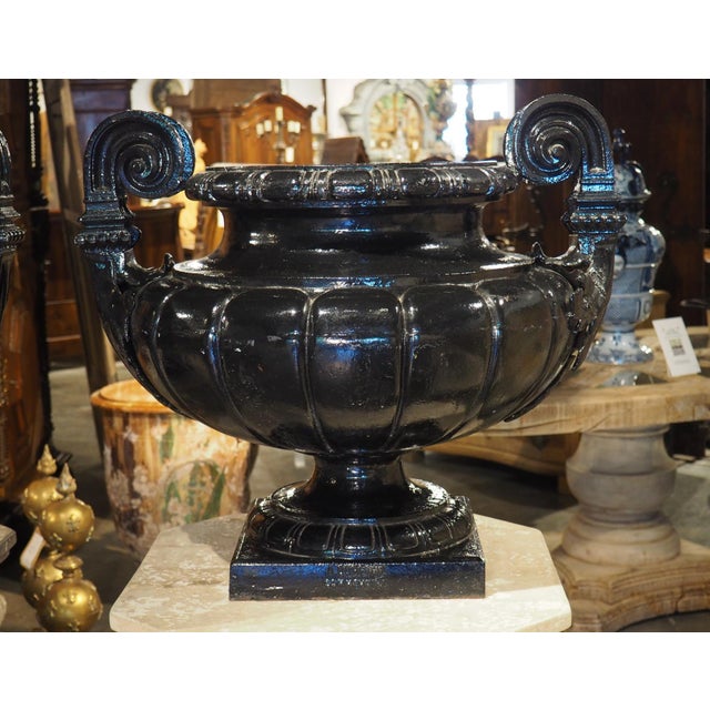 Superb Pair of Large Antique French Cast Iron Garden Vases by Durenne Circa 1870 For Sale - Image 9 of 18