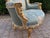 French 1950 French Louis XVI Gold Beech Damask Settee - 1 Pc For Sale - Image 3 of 14