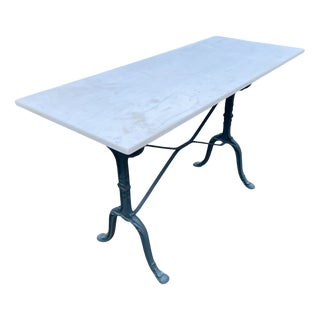 French Garden Bistro Table with Marble Top, 1900s For Sale