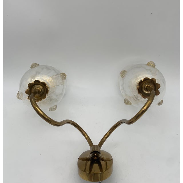 1960s Murano Glass and Gold Leaf Wall Lamps attributed to Seguso, 1960s, Set of 2 For Sale - Image 5 of 5