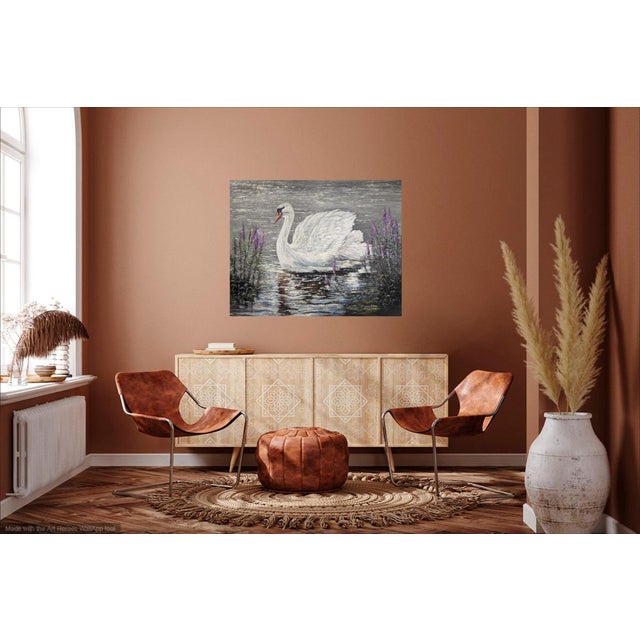 Swan Cruising Acrylic on Canvas Painting. For Sale In Atlanta - Image 6 of 6