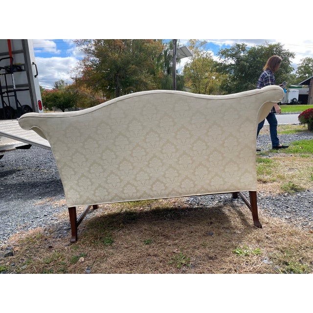 1980s Chippendale Style Upholstered Loveseats Sofas- A Pair For Sale - Image 5 of 14