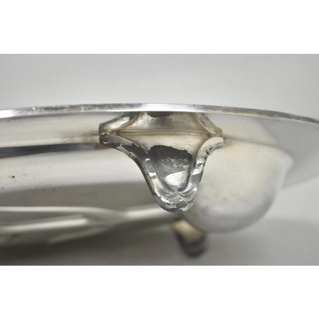 Silver Vintage Crescent Regency Style Silver Plated Oval Cutlery Serving Platter Tray For Sale - Image 8 of 12
