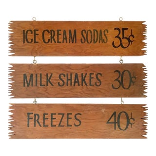 Vintage String of Ice Cream Stand Signs For Sale