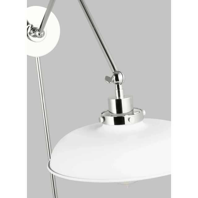 Contemporary Chapman & Myers by Visual Comfort Studio Wellfleet Double Arm Wide Task Sconce, Matte White & Polished Nickel For Sale - Image 3 of 5