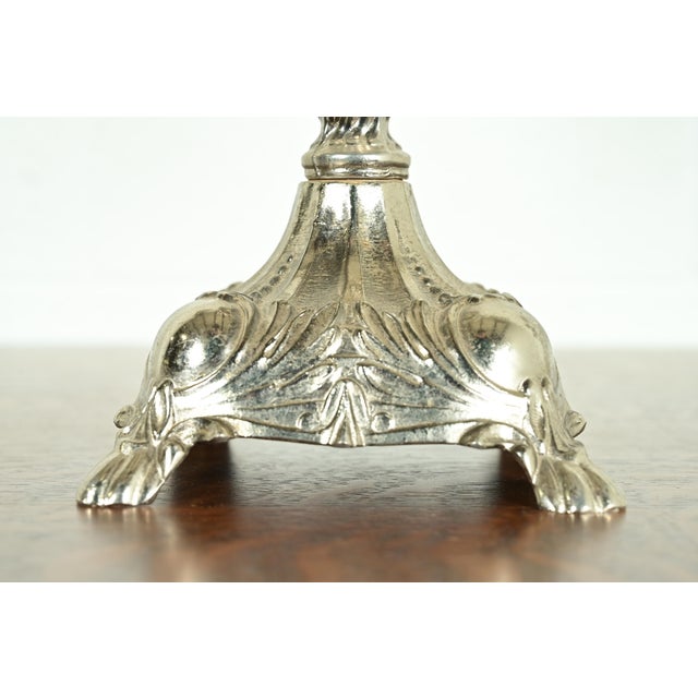 Silver Tiffany & Co. Style Antique Victorian Silverplate Three-Light Candelabras, Pair For Sale - Image 8 of 12