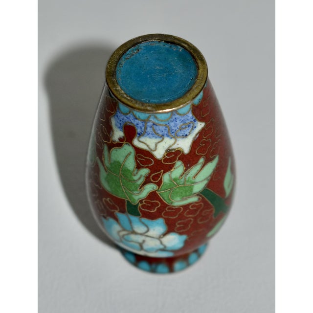 Vintage Mini Chinese Cloisonné Vase W/Floral Details For Sale - Image 10 of 10