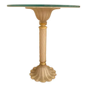 1990s Italian Venetian White and Gold Murano Glass Style Coffee Table