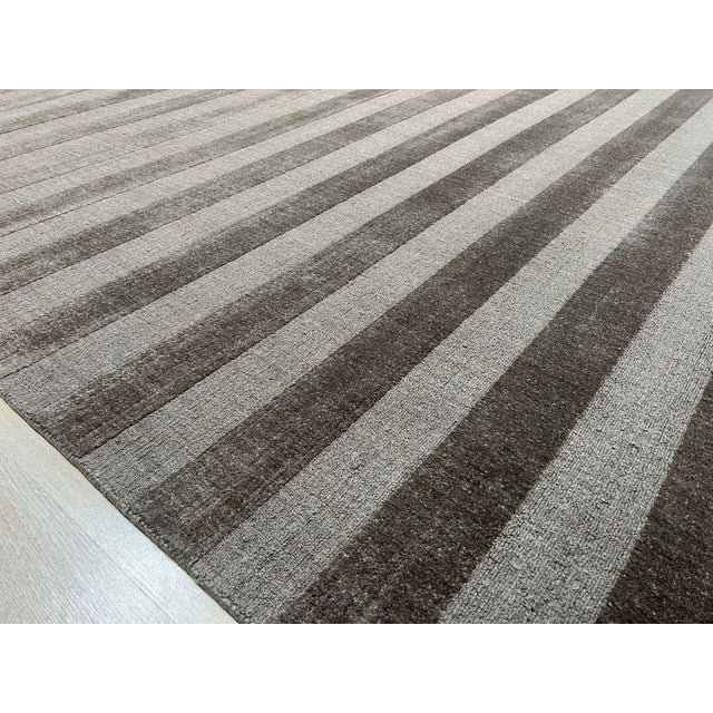 Brown 6x9 Yara Alluring Brown Minimalist Geometric Modern Handmade Wool Carpet Rug For Sale - Image 8 of 8