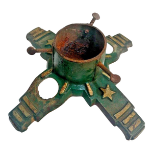 Antique Cast Iron Christmas Tree Stand Green With Gold Stars