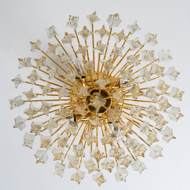 Venini Style Clear Gold Glass Messing Chandelier, 1970 For Sale - Image 13 of 14