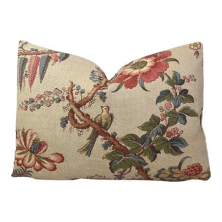 Designer Lee Jofa Botanical Floral & Birds Feather/Down Pillow For Sale