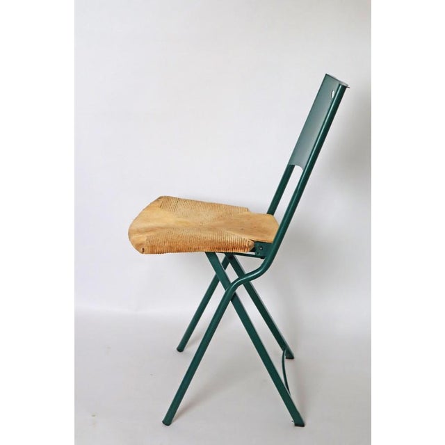 Green Mia Folding Chair with Rush Seat attributed to Giorgio Cattelan, Italy, 1980s For Sale - Image 12 of 18