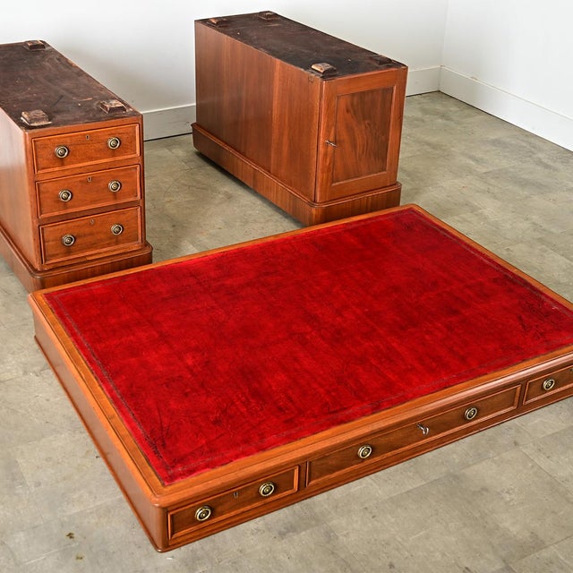 Early 19th Century French 19th Century Mahogany & Leather Partners Desk For Sale - Image 5 of 16