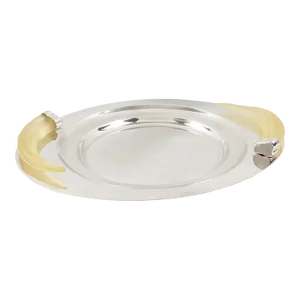 Prata Wolff Silver Plate Platter Tray Centerpiece with Lucite Horn Handles