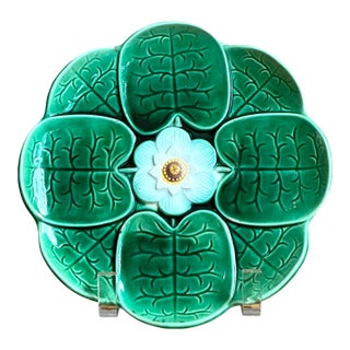 Vintage Majolica Lily Pad Plate For Sale