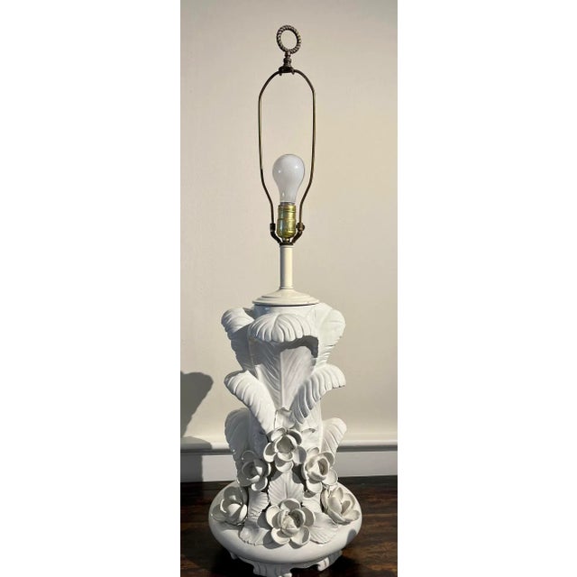 A truly stunning statement lamp! This oversized Hollywood Regency–style blanc de chine porcelain lamp, inspired by the...