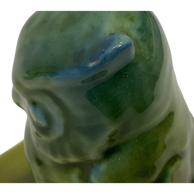 Traditional Antique Rookwood Pottery #2655 Owl Bookends Blue-Green High Glaze Made in Usa 1927 For Sale - Image 3 of 10