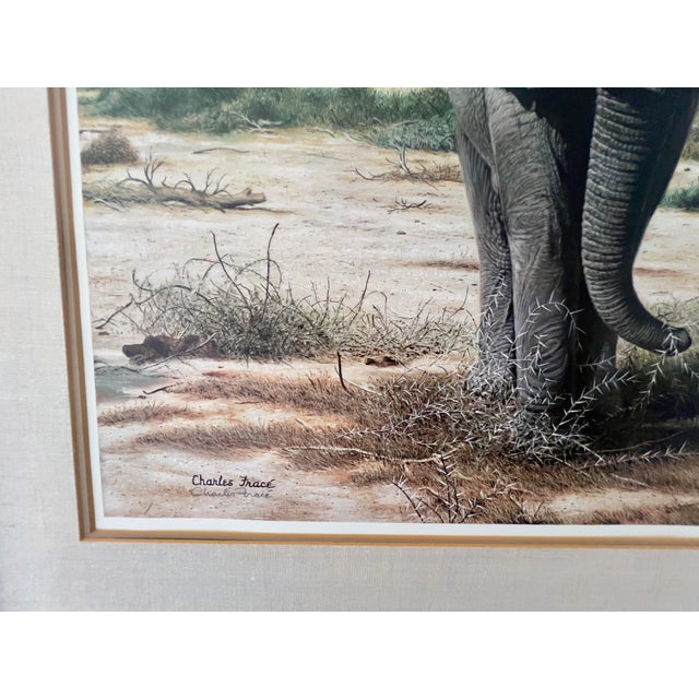 Illustration 1970s Signed Limited Edition “Elephants at Kilimanjaro” by Artist Charles Francé Framed For Sale - Image 3 of 9