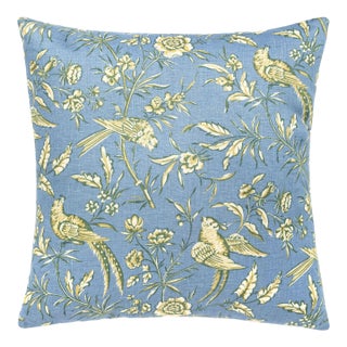 Scalamandre 22" x 22" Aviary Pillow in Sky For Sale