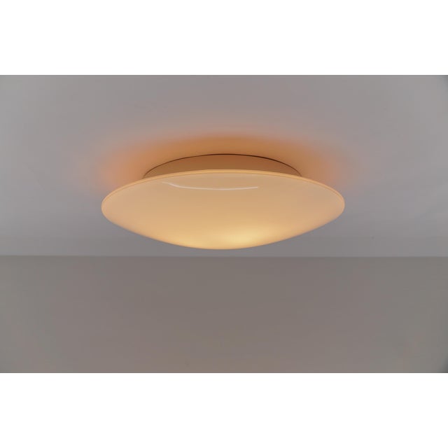 Metal Large Opaline Glass Discus Ceiling Lamp by Limburg Bega, 1980s For Sale - Image 7 of 12