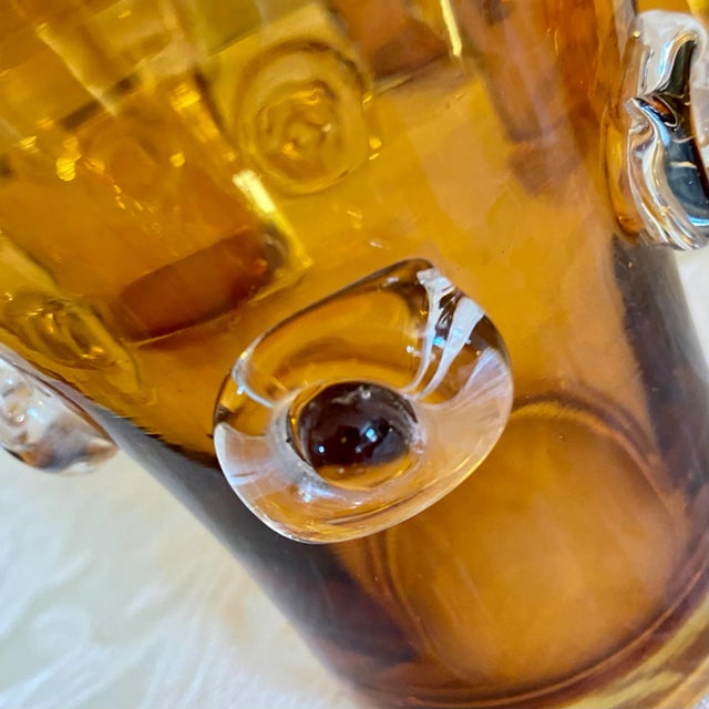 Mid-Century Modern Italian Art Deco Festival Amber Cocktail Glasses With Prunts, a Set of 6 For Sale - Image 3 of 8