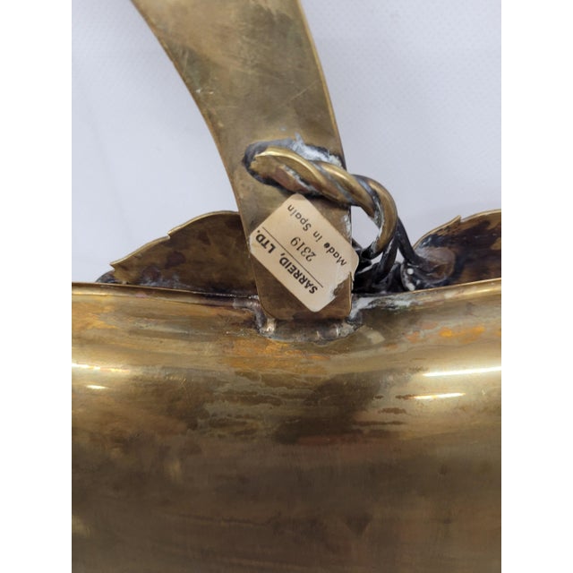 Mediterranean Vintage Brass Apple Tray, Large Spanish Kitchen Wall Decor Sculptural Fruit Accent For Sale - Image 3 of 8