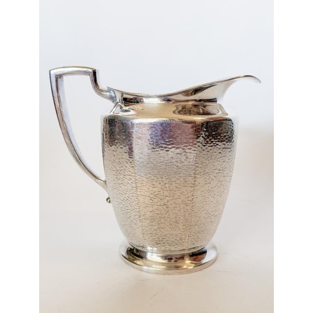 1930s Hammered Nickel Silver Pitcher, Homan Plate W.m. Mount Usa For Sale - Image 11 of 17