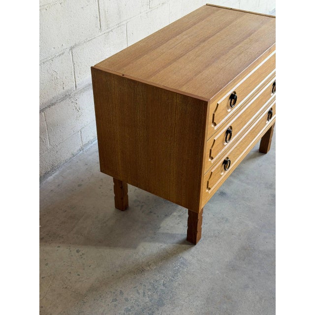 Vintage Danish Oak 3 Drawer Chest Mid Century Modern Nightstand Dresser For Sale - Image 10 of 10