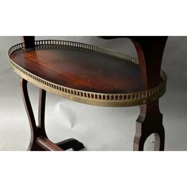 French Brass Gallery Butler's Table, Mahogany Kidney Shape, French For Sale - Image 3 of 9