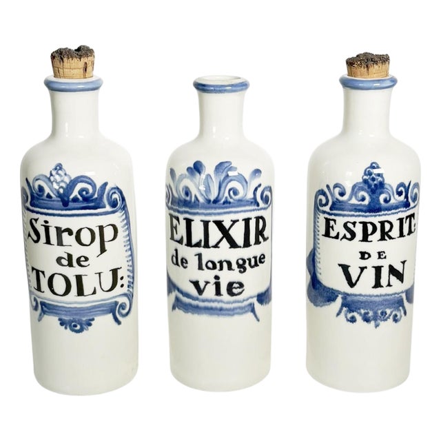 French Provencial Ceramic Bottles, 1960, Set of 3 For Sale