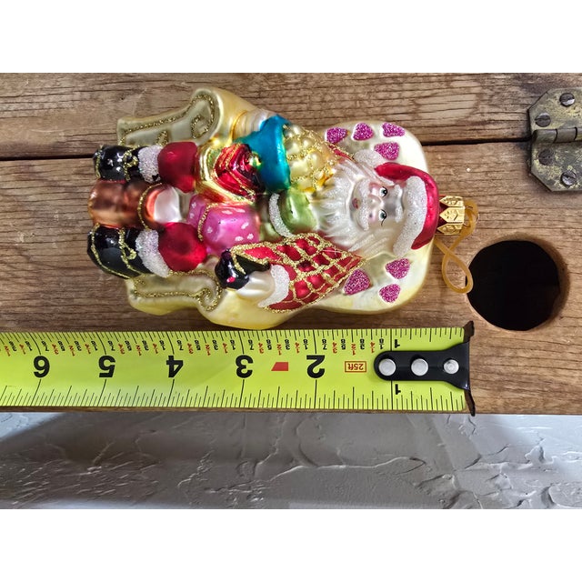 Authentic Inge-Glas Germany Hand-Blown Glass Santa in Armchair Ornament For Sale - Image 11 of 12