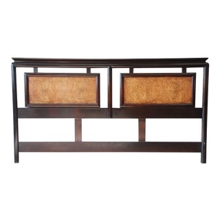 Century Furniture Burlwood and Black Lacquer Chin Hua Chinoiserie King Size Headboard For Sale