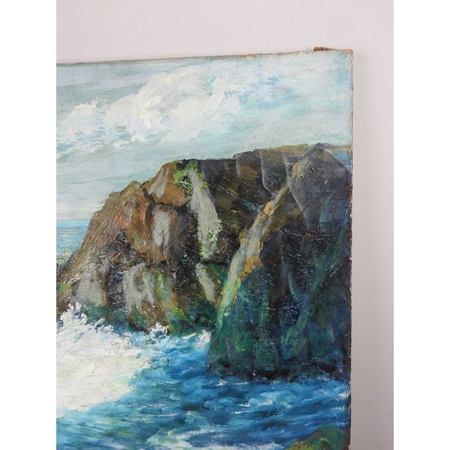 Early 20th Century Vintage Early 20th Century Rocky New England Seascape Painting For Sale - Image 5 of 8