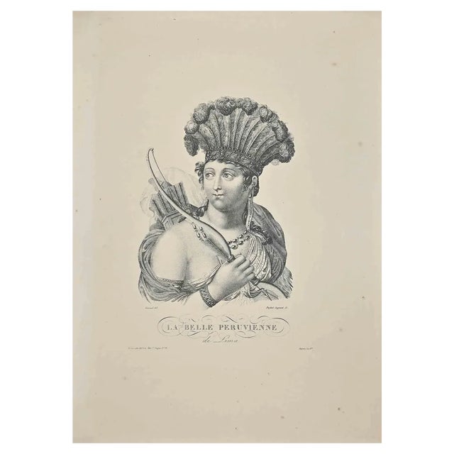 Noel François Bertrand, The Peruvian Beauty, Etching, 19th Century For Sale