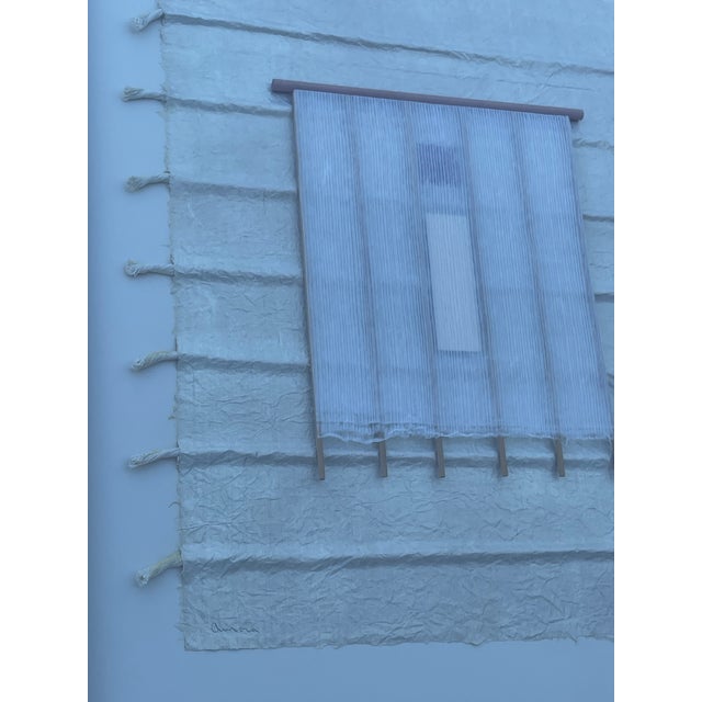 White Vintage Oversized Signed Textile Fiber Art Wall Hanging, Neutral Organic Modern Framed Wall Sculpture, 40 X 46.75 For Sale - Image 8 of 12