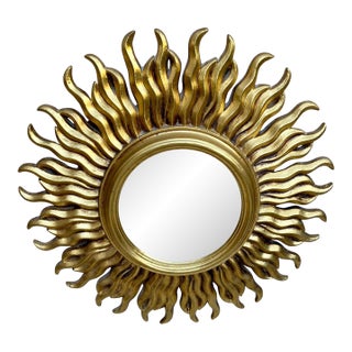 Mid-Century French Sunburst Mirror in Gold, 1950s For Sale