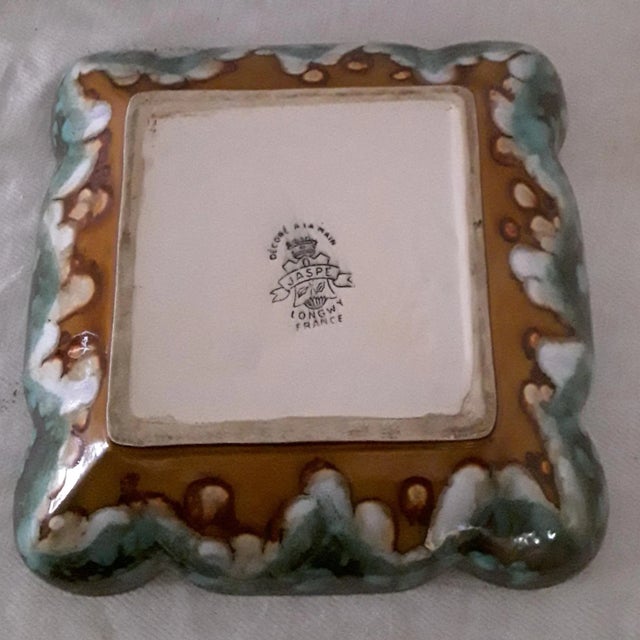 Vintage Art Deco Square Ceramic Fruit Bowl from Jaspe Longwy, France For Sale - Image 4 of 5
