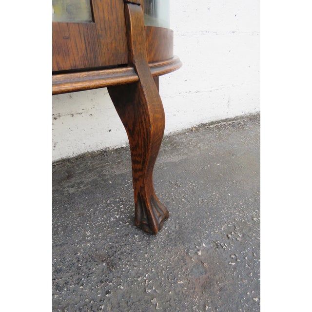 Larkin Early 1900s Claw Feet Oak Display Curio Cabinet Cupboard 5876 For Sale - Image 10 of 12