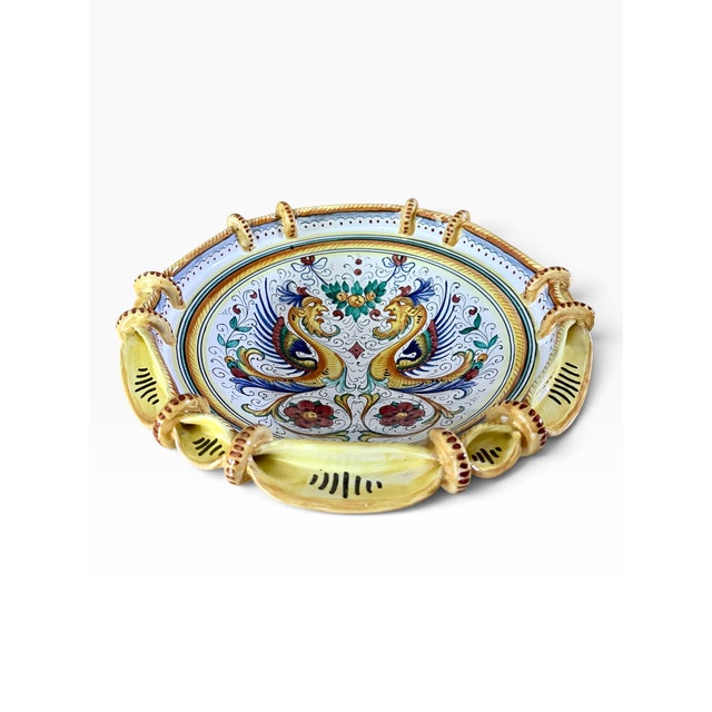Vintage Sberna Deruta Raffaellesco Sculptural Maiolica Centerpiece Bowl For Sale - Image 10 of 11