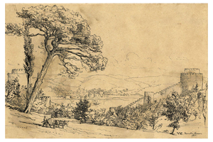 Tristram James Ellis, Rumeli Fortress, Istanbul, Turkey, 1888, Pen & Ink Drawing