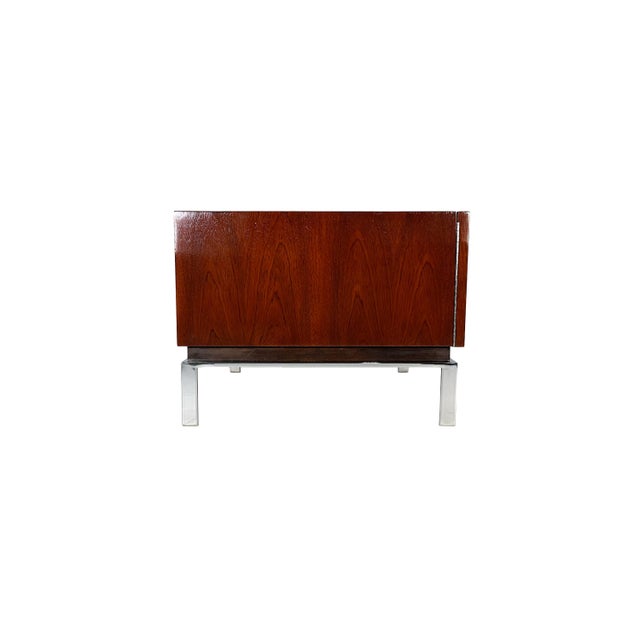 Vintage Mid Century Modern Architectural Rosewood Cabinet on Chrome Base For Sale - Image 4 of 16
