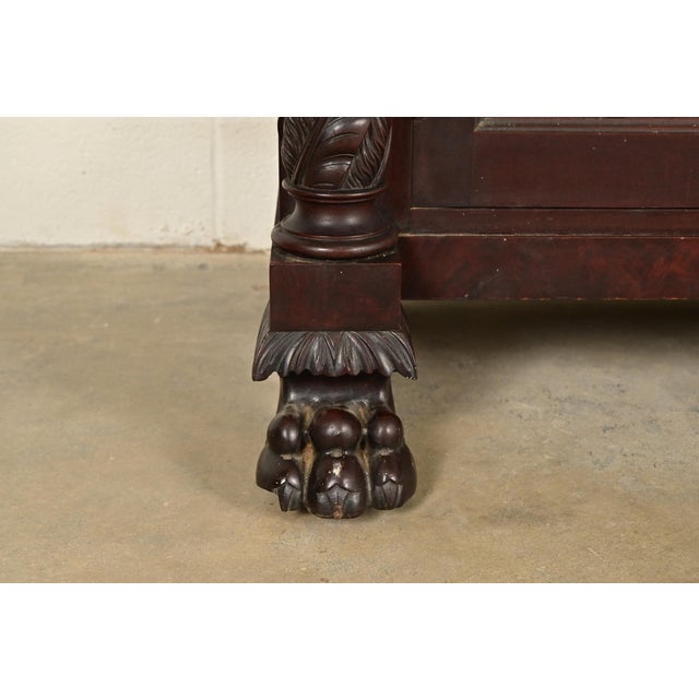 R. J. Horner Style Antique American Empire Flame Mahogany Glass Front Bookcase Cabinet, Circa 1890s For Sale - Image 9 of 13