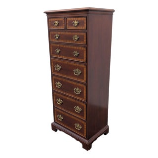 Mid 20th Century Drexel Georgian Lingerie Chest With Chippendale Brass Pulls For Sale