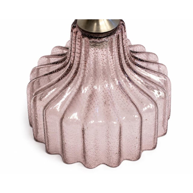 Mid 20th Century Mouth Blown Glass Mauve Pendant Light Shade Excellent Condition For Sale - Image 9 of 11