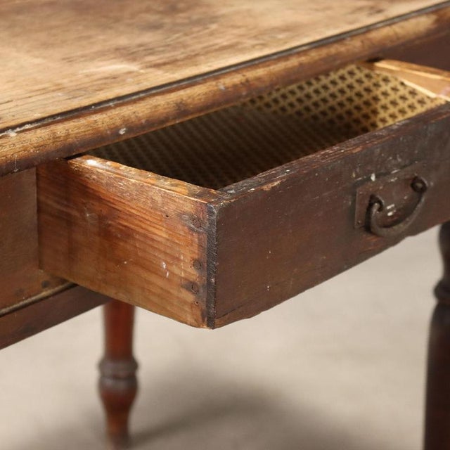 19th Century Walnut Writing Desk with Turned Legs, Italy For Sale - Image 3 of 10